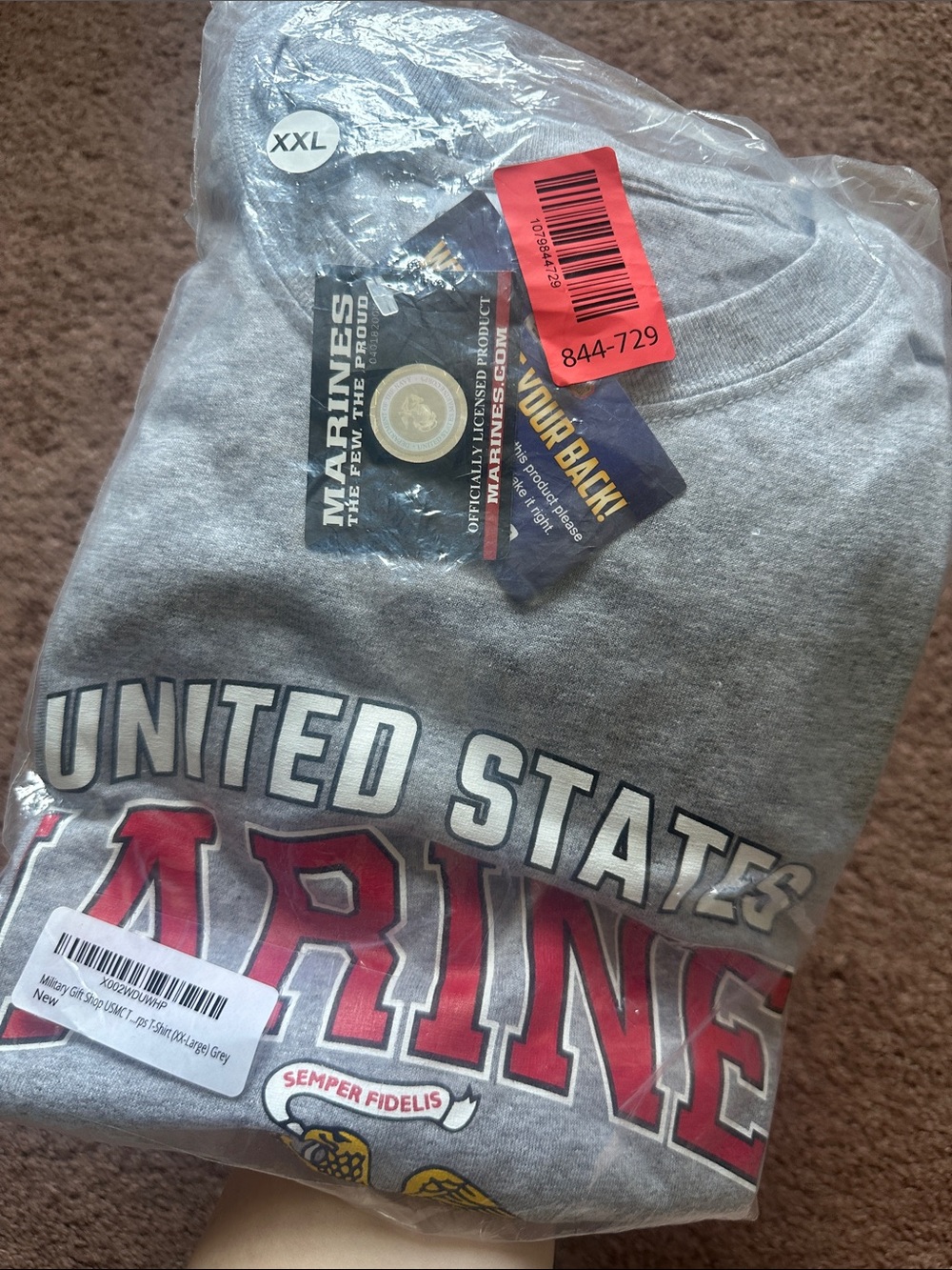 United States Marines Graphic Tee in Heather Gray XXL Official Merchandise - Picture 2 of 2
